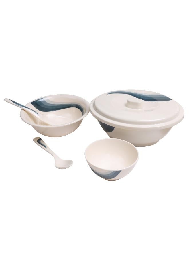 Royalford 40-Piece Melamine Dinner Set | Durable, Food-Grade & Break-Resistant Tableware | Ideal for Breakfast, Lunch & Dinner | Perfect for Home, Parties, Catering, Hotels & Restaurants Beige/Green - Image 3