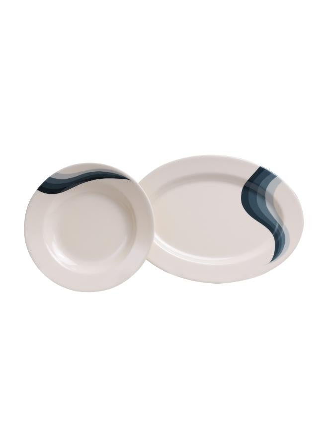 Royalford 40-Piece Melamine Dinner Set | Durable, Food-Grade & Break-Resistant Tableware | Ideal for Breakfast, Lunch & Dinner | Perfect for Home, Parties, Catering, Hotels & Restaurants Beige/Green - Image 5