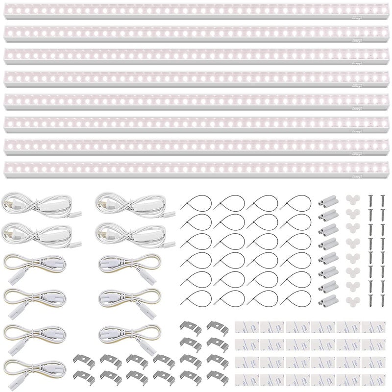 Barrina T5 Grow Light, Full Spectrum LED Grow Lights for Indoor Plants, 3ft 128W (8 x 16W, 800W Equivalent) Plant Light, Grow Lights for Seed Starting, Plug and Play, Pinkish White, 8-Pack - Image 1