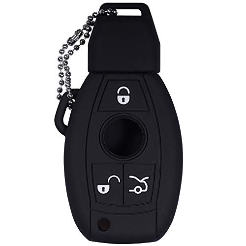Lcyam Soft Silicone Rubber Key Fob Cover Sleeve for Mercedes Benz C E M S CLS CLK GLK GLC G Class CLA GLK350 GLA 250 C300 AMG 2019 GLC 300 Black - Image 1