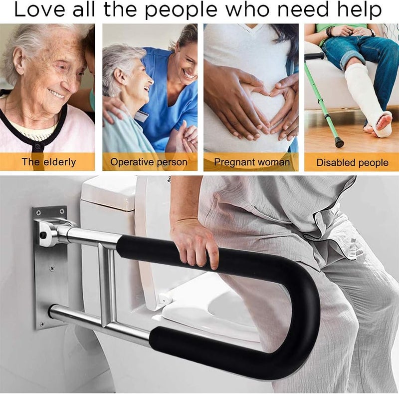 BotaBay Handicap Grab Bars Rails 23.6 Inch Toilet Handrails Bathroom Safety Bar Hand Support Rail Handicapped Handrail Accessories for Seniors Elderly Disabled Mounted Bath Grips - Image 5