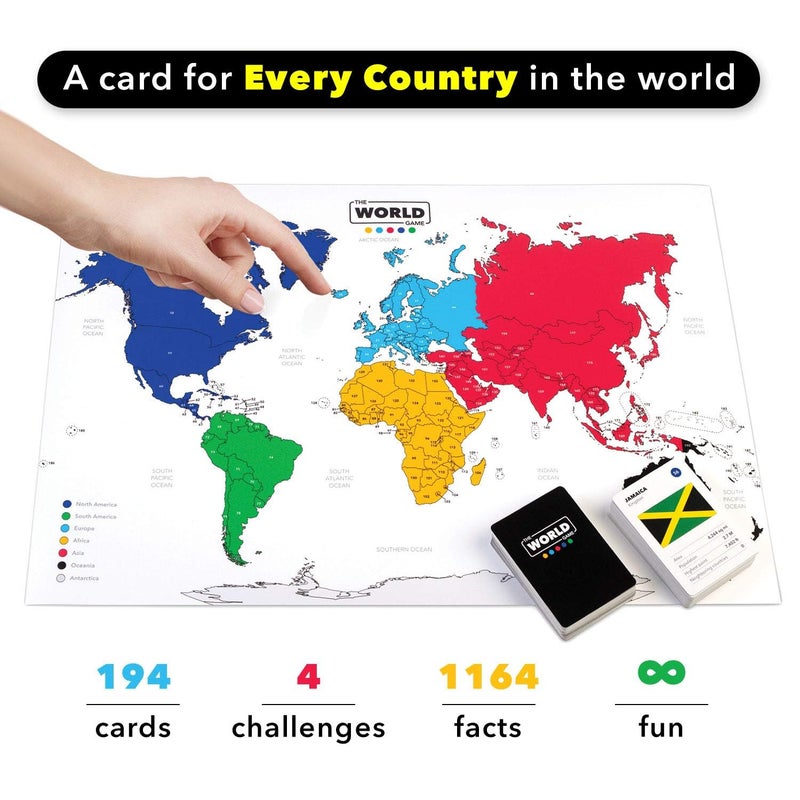 The World Game - Geography Card Game - Educational Games for Kids, Family and Adults - Cool Learning Gift Idea for Teenage Boys & Girls 8-12 with Map - Image 5