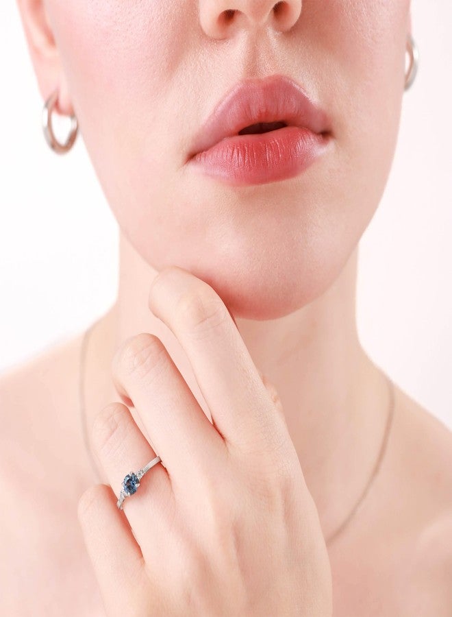 Silvershake Petite Created Color Change Alexandrite and White Cubic Zirconia 925 Sterling Silver Promise Ring Size 6 - Image 3