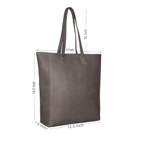 ANTONIO VALERIA Ava Vintage Wash Grey Leather Tote/Top Handle Shoulder Bag for Women - Image 2