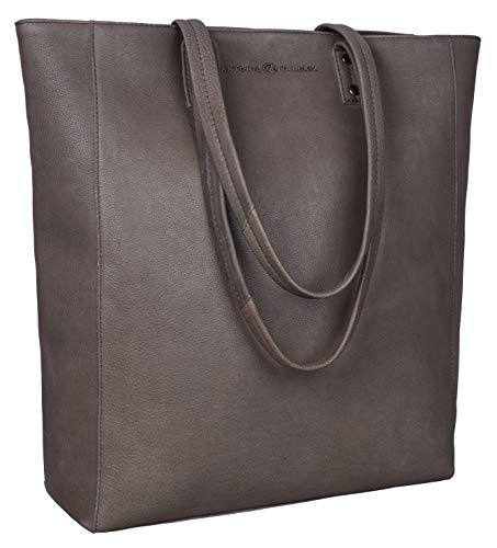 ANTONIO VALERIA Ava Vintage Wash Grey Leather Tote/Top Handle Shoulder Bag for Women - Image 1