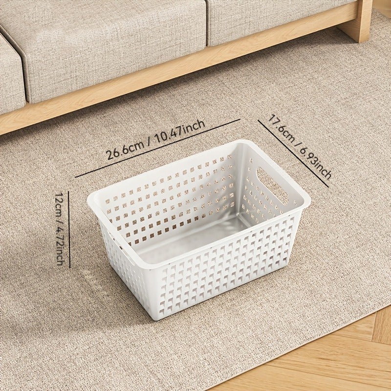 5pcs, Three-Color Storage Baskets for Organizing Kitchen Items, Dormitory Desktop Storage Boxes, Household Plastic Storage Bins, Desk & Drawer Organizer for Home Storage - Image 3