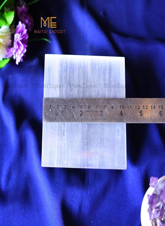 Maitri Export Natural Crystal Stone Plain Selenite Plate for Cleansing, Charging Crystals, Home decor, Healing, Reiki and Vastu (4 inch) (4 Inch, Square) - Image 3