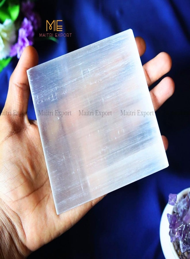 Maitri Export Natural Crystal Stone Plain Selenite Plate for Cleansing, Charging Crystals, Home decor, Healing, Reiki and Vastu (4 inch) (4 Inch, Square) - Image 5