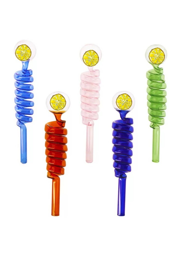Angmei 5pcs Premium Heat Resistant Glass Straw High Borosilicate Materia for Long lasting Use (Random color)  - Image 2