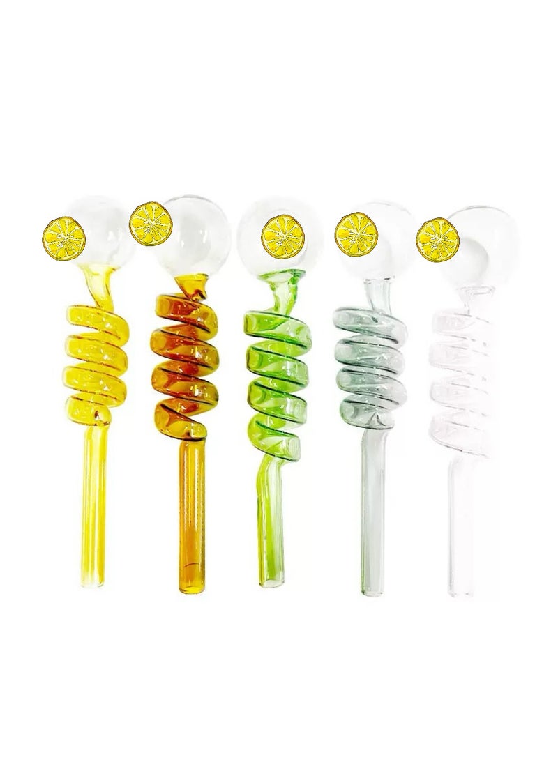 Angmei 5pcs Premium Heat Resistant Glass Straw High Borosilicate Materia for Long lasting Use (Random color)  - Image 3