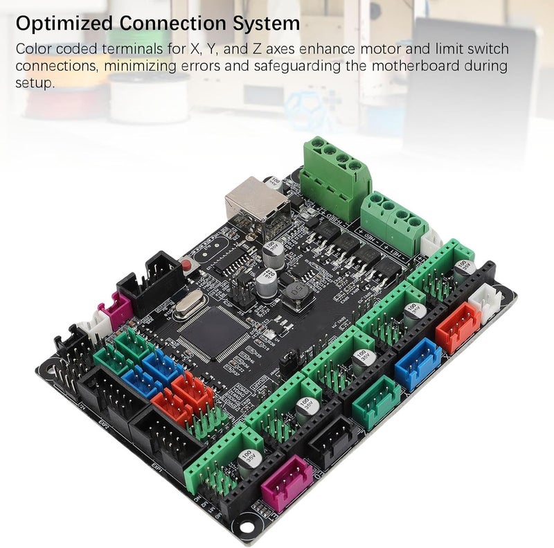 3D Printer Control Board, Marlin Firmware Replacement Motherboard with Serial Chip for Stable Connection, Color Coded Terminals, Compatible with A4988 TMC2209 TMC2208 TFT - Image 2