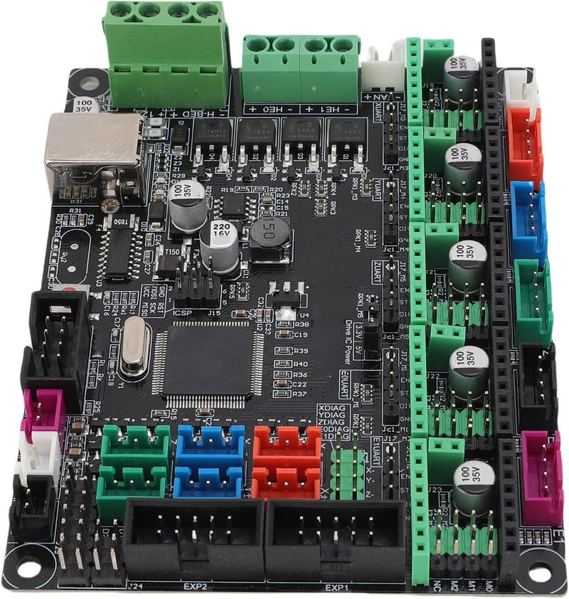 3D Printer Control Board, Marlin Firmware Replacement Motherboard with Serial Chip for Stable Connection, Color Coded Terminals, Compatible with A4988 TMC2209 TMC2208 TFT - Image 4
