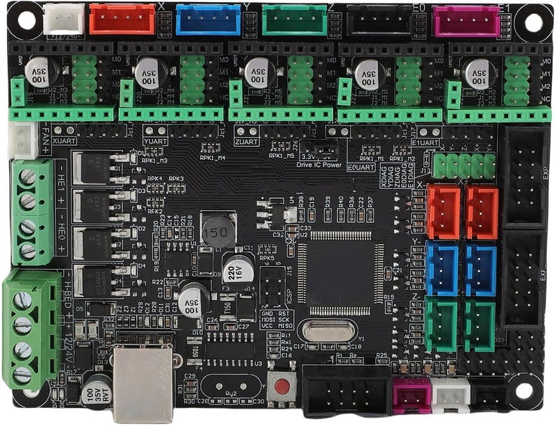 3D Printer Control Board, Marlin Firmware Replacement Motherboard with Serial Chip for Stable Connection, Color Coded Terminals, Compatible with A4988 TMC2209 TMC2208 TFT - Image 1