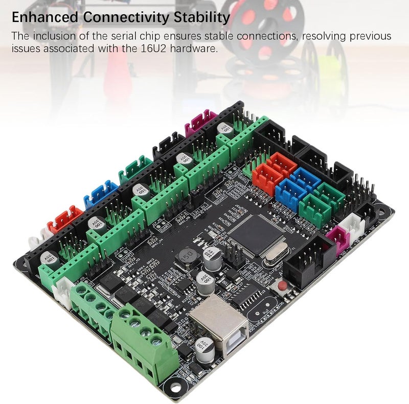 3D Printer Control Board, Marlin Firmware Replacement Motherboard with Serial Chip for Stable Connection, Color Coded Terminals, Compatible with A4988 TMC2209 TMC2208 TFT - Image 3