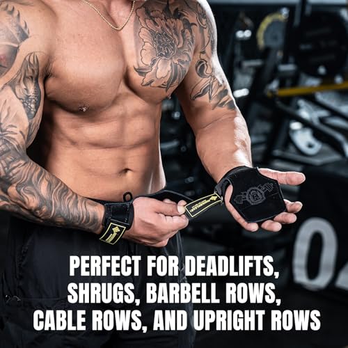 M MANUEKLEAR MANUEKLEAR Gym Straps, Double Leather Lifting Straps for Men Deadlift with Cushion Wrist Loop, Gym Lifting Wrist Wraps for Weightlifting - Image 3