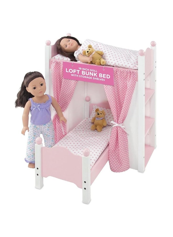 Emily Rose - Emily Rose 18" Doll Loft Bunk Bed, Doll Beds for 18 Inch Dolls, Baby Doll Bunkbed with Storage Shelves, Bedding & Ladder, Mini Furniture Doll Storage Organizer Shelf Dolls, Fits Most 14-19" Dolls - Image 1