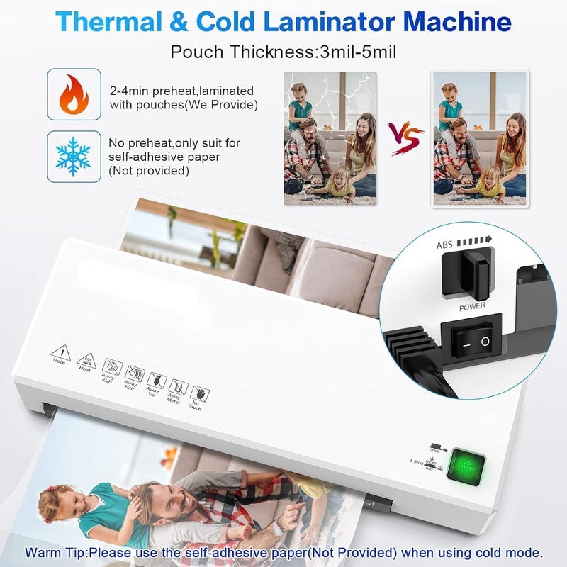 LINJIE Laminator, A4A5A6 Size Cold And Hot Laminating Machine, With Paper Cutter Corner Rounder, Suitable For Personal Laminators In Home、Office、And School Applications - Image 4
