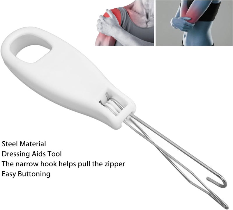 كلاراكو مساعدات ربط الأزرار والسحّاب، مساعدات ربط الملابس المصنوعة من الفولاذ المتين، مساعدات ربط السحّاب، خطافات الأزرار لكبار السن وذوي الحركة المحدودة - Image 2