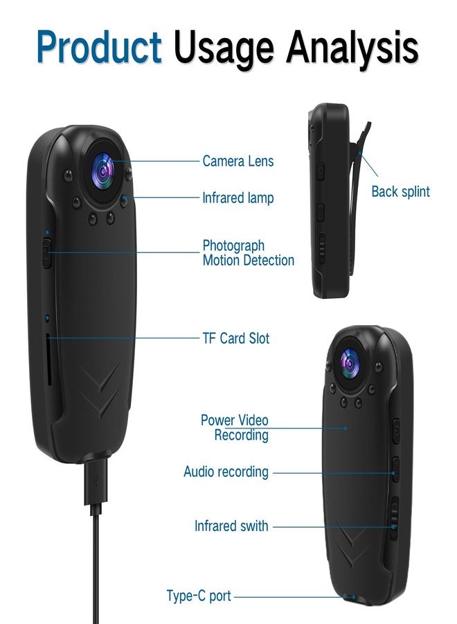 HSKAH Mini Body Camera with Audio and Video Recording -64G POV Camera Action Cam Thumb Size Hands Free Body Worn Cameras - Wearable Camcorder for Work Travel Pet Walk Vlog - Image 5