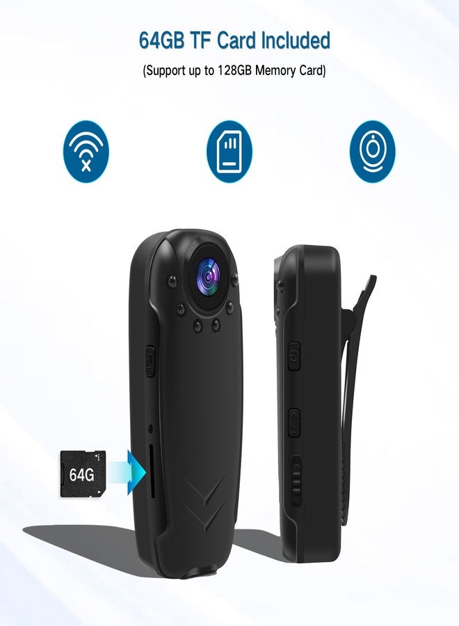 HSKAH Mini Body Camera with Audio and Video Recording -64G POV Camera Action Cam Thumb Size Hands Free Body Worn Cameras - Wearable Camcorder for Work Travel Pet Walk Vlog - Image 2