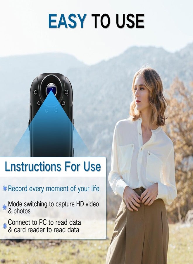HSKAH Mini Body Camera with Audio and Video Recording -64G POV Camera Action Cam Thumb Size Hands Free Body Worn Cameras - Wearable Camcorder for Work Travel Pet Walk Vlog - Image 4