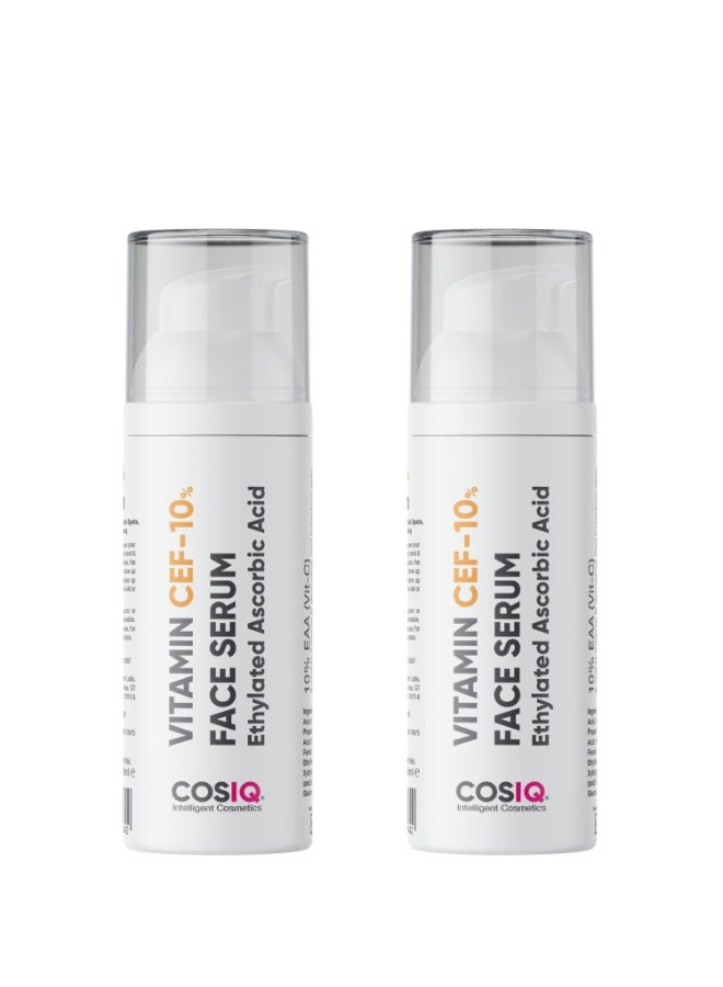 CosIQ Cos-IQ 10% Vitamin CEF Serum, 30ml *2| With Vitamin E & Ferulic Acid | Glowing & Brightening Skin | Anti-Aging Serum for Wrinkles, Fine Lines & Dark Spots | All Skin Types - Image 1