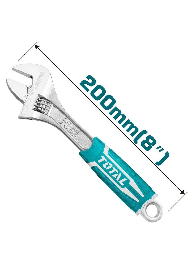 TOTAL THT101086 Chrome vanadium With Better Rubber Grip Adjustable Wrench 200mm 8 Single Sided Adjustable Wrench  - Image 4