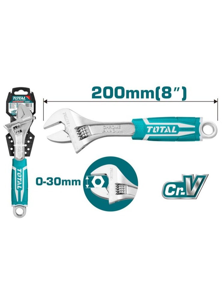 TOTAL THT101086 Chrome vanadium With Better Rubber Grip Adjustable Wrench 200mm 8 Single Sided Adjustable Wrench  - Image 5