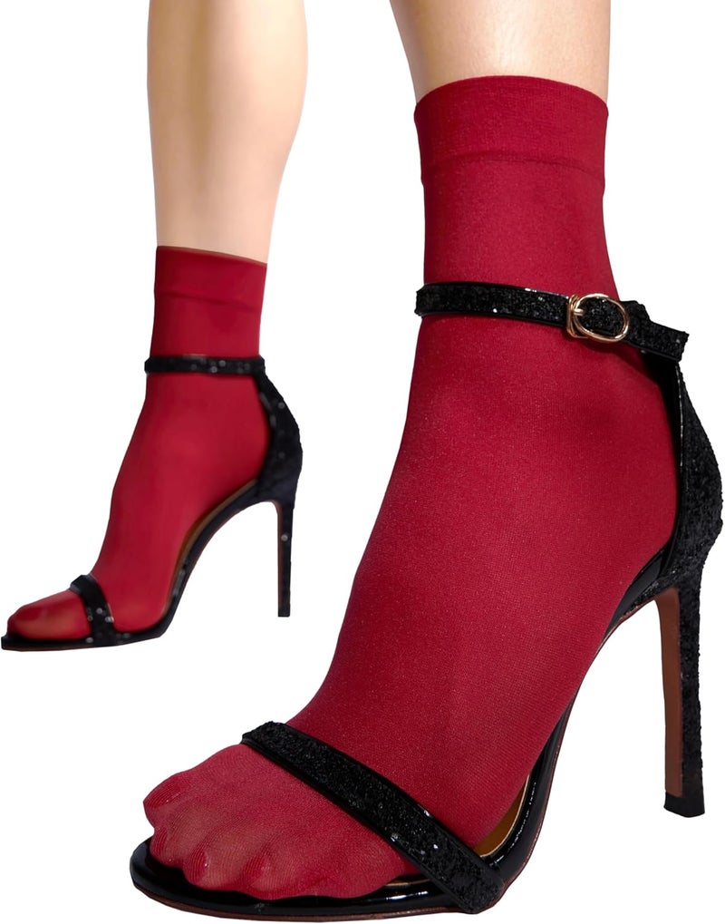 sofsy Italian High-Fashioned Ankle Socks - 40 Den Semi Sheer Nylon Stockings for Women | Durable, Soft, Low-Cut Design - Image 1