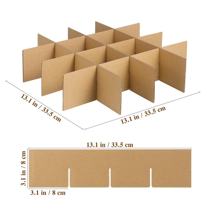 Corrugated Cardboard Dividers 335x335x80mm 24 Pcs 16 Compartments for Glassware Plates Packaging - Image 3