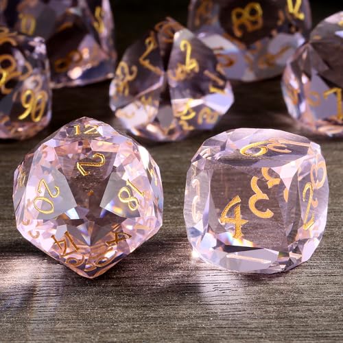 DNDND 7Piece Glass DND Dice Set Multifaceted Pink Dice Set for Dungeons and Dragons Tabletop Gaming Collectors Premium Gift Box Durable Design Pink - Image 5