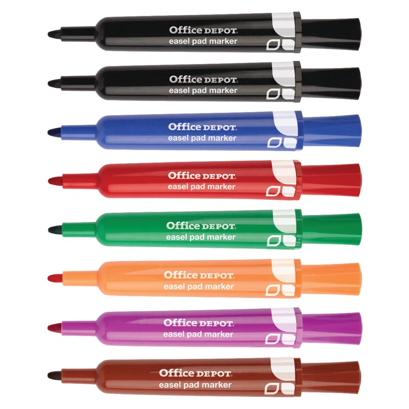 Office Depot(R) Easel Pad Markers, 100% Recycled, Assorted, Pack Of 8, FC102607 - Image 1