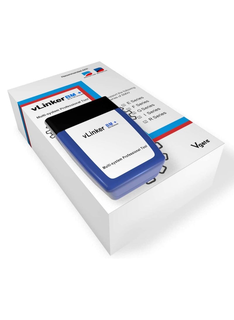 في جايت - جهاز Vgate vLinker BM Plus Bluetooth BLE OBD2 Scanner لسيارات BMW Mini يعمل مع iPhone وAndroid، ميزات مخفية في أداة تشخيص Bimmer Code OBD II لفتح قفل السيارة - Image 1