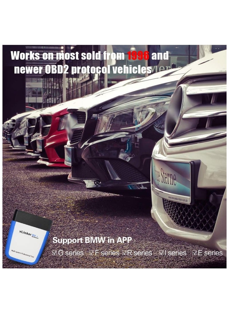 في جايت - جهاز Vgate vLinker BM Plus Bluetooth BLE OBD2 Scanner لسيارات BMW Mini يعمل مع iPhone وAndroid، ميزات مخفية في أداة تشخيص Bimmer Code OBD II لفتح قفل السيارة - Image 1