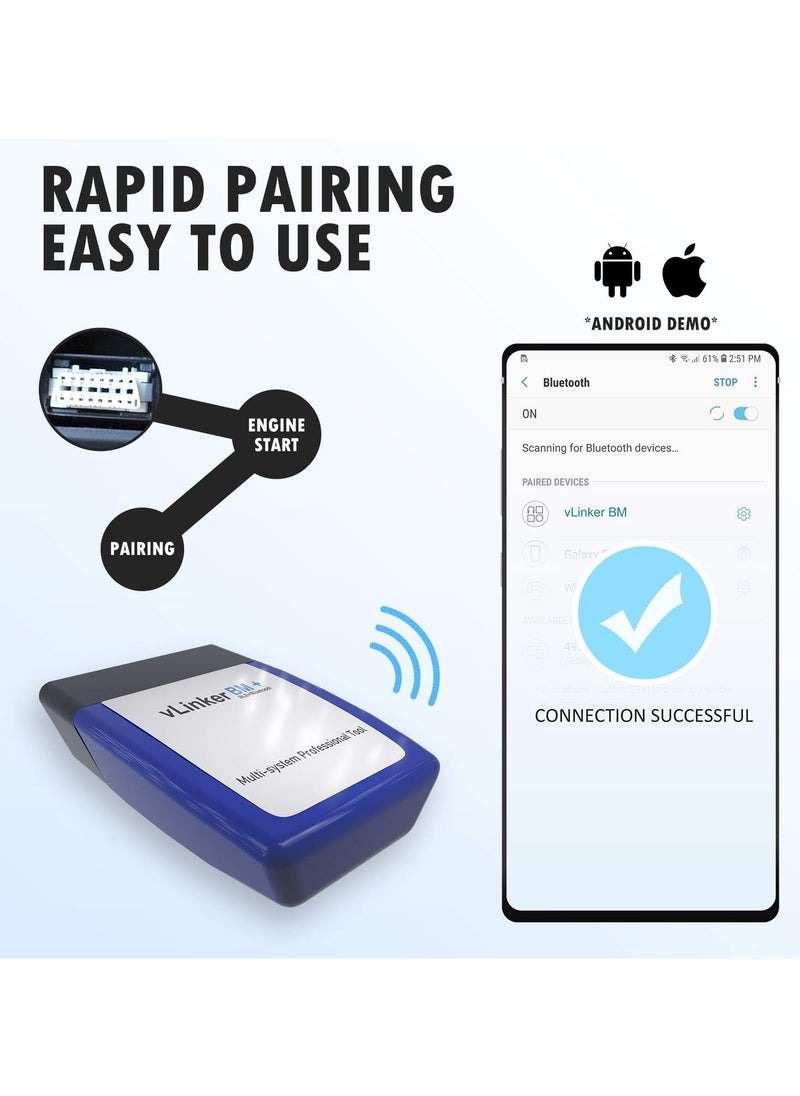 في جايت - جهاز Vgate vLinker BM Plus Bluetooth BLE OBD2 Scanner لسيارات BMW Mini يعمل مع iPhone وAndroid، ميزات مخفية في أداة تشخيص Bimmer Code OBD II لفتح قفل السيارة - Image 1