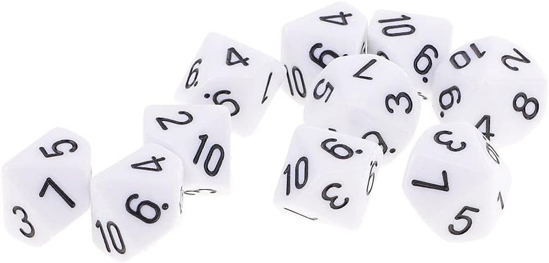 klarako 10pcs 10 Sided Dice D10 Polyhedral Dice for DND RPG MTG White - Image 2