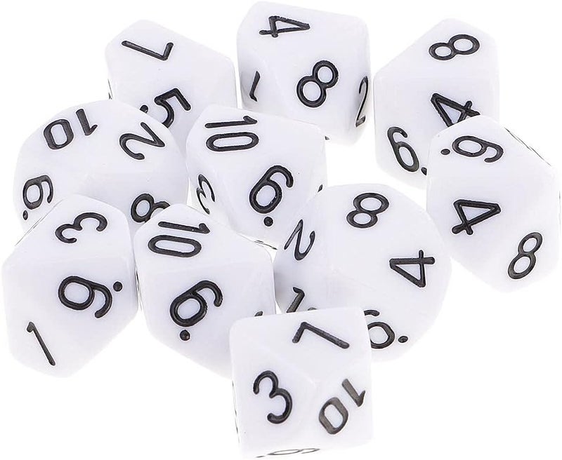 klarako 10pcs 10 Sided Dice D10 Polyhedral Dice for DND RPG MTG White - Image 4