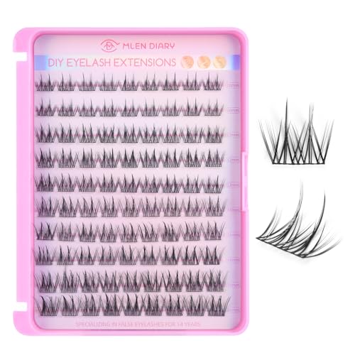 MLEN DIARY Lash Cluster DIY Eyelash Extensions 90 Clusters Lashes 1016mm D Curl Mega Wispy Volume Individual Lashes Eyelash Clusters Extensions DIY at Home - Image 1