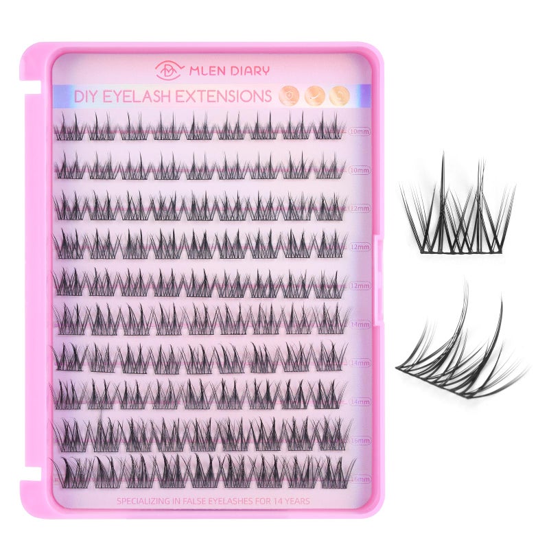 MLEN DIARY Lash Cluster DIY Eyelash Extensions 90 Clusters Lashes 1016mm D Curl Mega Wispy Volume Individual Lashes Eyelash Clusters Extensions DIY at Home - Image 3