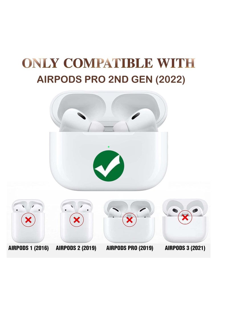 BORTONY AirPods Pro 2 Case Compatible with Wireless Charging Soft PU Leather Cover with Keychain Hook For Apple AirPod Pro 2  - Image 2