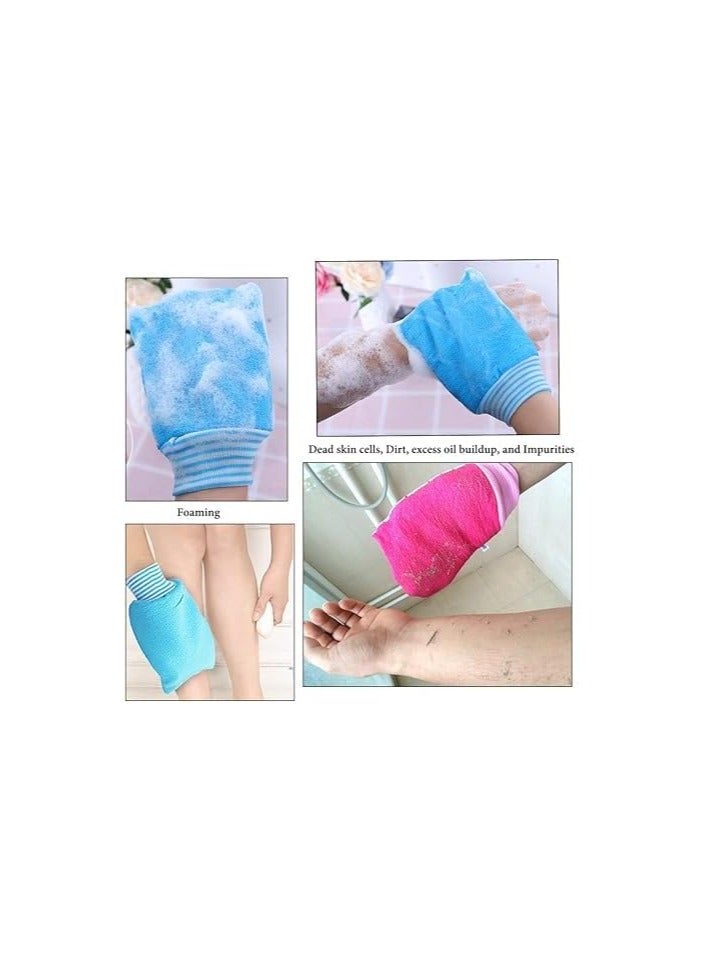 Set of 2 Natural Korean Exfoliating Gloves, Gentle Massage Brush, Bath Body Scrubber Gloves, Dead Skin Remover, Deep Cleaning, Use with Soap, Body Scrubs, or Shower Gel Random Colors - Image 2