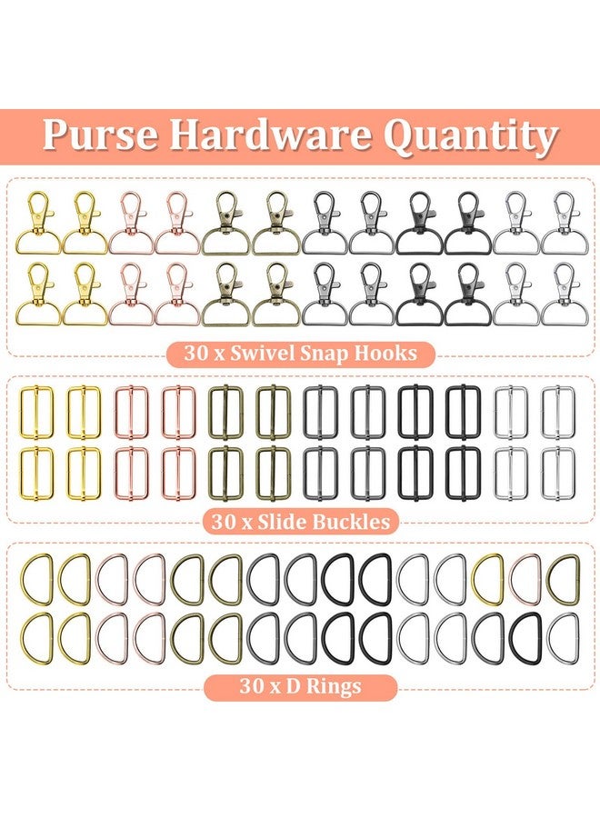 PAXCOO Paxcoo Keychain Bulk with Key Chain Swivel Hook D Rings and Slide Buckles for Handbag Purse Hardware Craft (1 Inch)  - Image 2