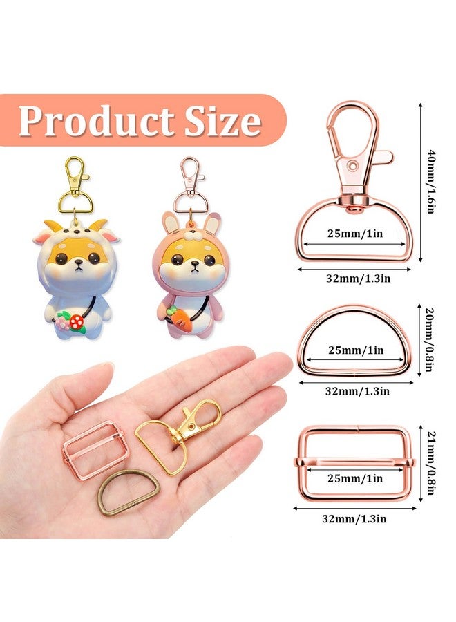 PAXCOO Paxcoo Keychain Bulk with Key Chain Swivel Hook D Rings and Slide Buckles for Handbag Purse Hardware Craft (1 Inch)  - Image 3