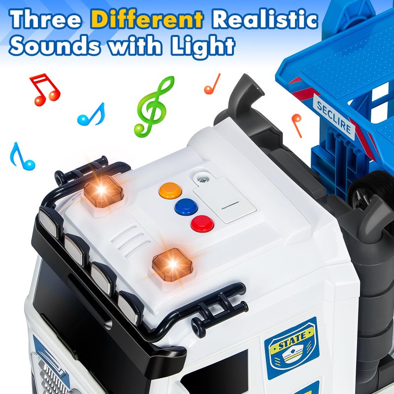 BainGesk Semi Truck Toys Car for 3, 4, 5, 6, 8 Years Old Boys Girls, Adjustable Double Decker Carrier Truck with Light & Sound, Car Hauler with Trailer Toy, Large Transport Toy Gifts for Toddler - Image 4