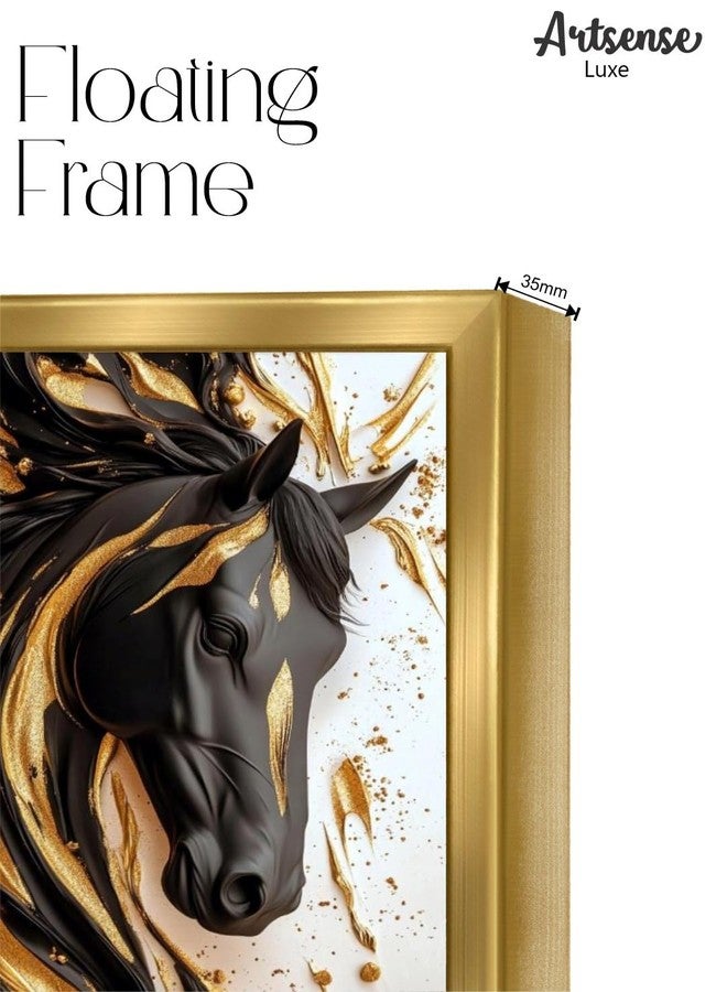Artsense Premium Golden Floating Frame Abstract Canvas Wall Art Print Painting for Living Room & Home Decoration - 20x30 inches (Horse Abstract) - Image 2