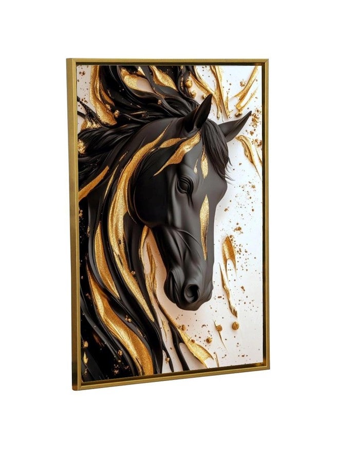 Artsense Premium Golden Floating Frame Abstract Canvas Wall Art Print Painting for Living Room & Home Decoration - 20x30 inches (Horse Abstract) - Image 3