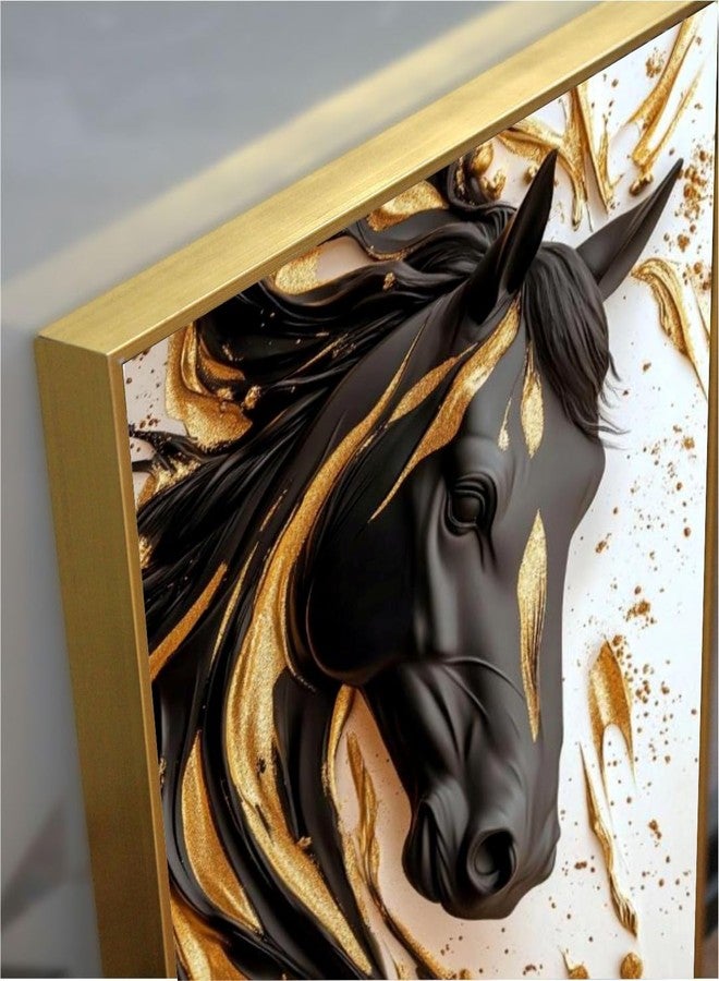 Artsense Premium Golden Floating Frame Abstract Canvas Wall Art Print Painting for Living Room & Home Decoration - 20x30 inches (Horse Abstract) - Image 4