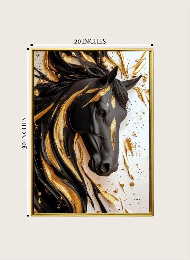 Artsense Premium Golden Floating Frame Abstract Canvas Wall Art Print Painting for Living Room & Home Decoration - 20x30 inches (Horse Abstract) - Image 5