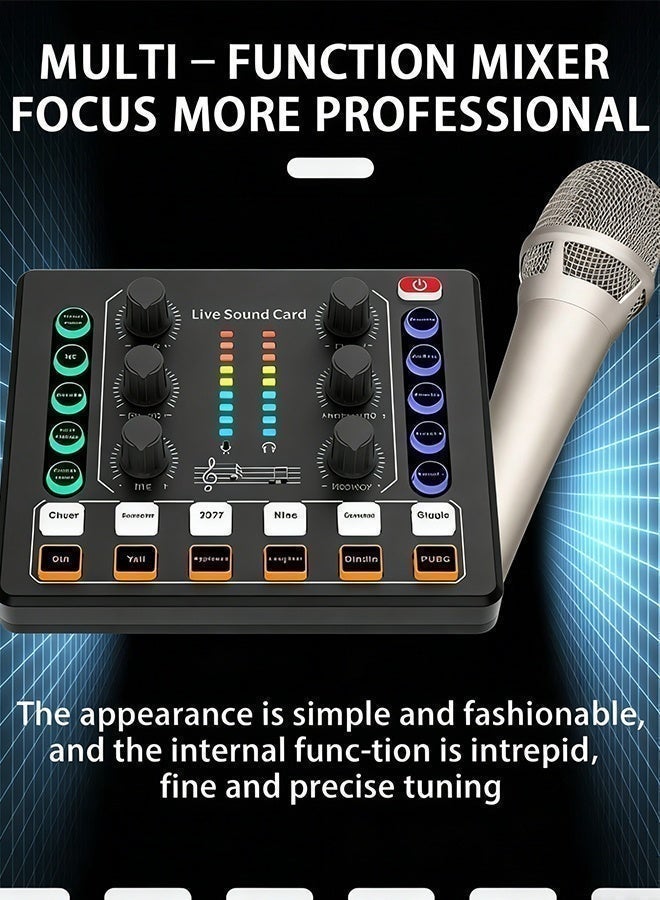 dida-cosmos M8 Live Sound Card DSP Chip Twelve Ambient Sounds Four Kinds Of Sound Changes Live Broadcast DJ Mixer Music Recording Guitars TikTok Facebook YouTube USB Bluetooth - Black - Image 5