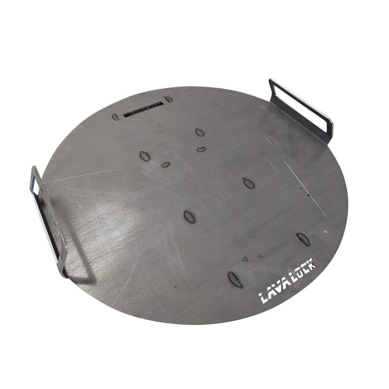 LavaLock LavaLock Flat top Griddle Grate for UDS 55 Gallon Drum Smokers Grill Plate Also fits Weber Smokey Mountain WSM and Kettle Thick Steel with Handles 